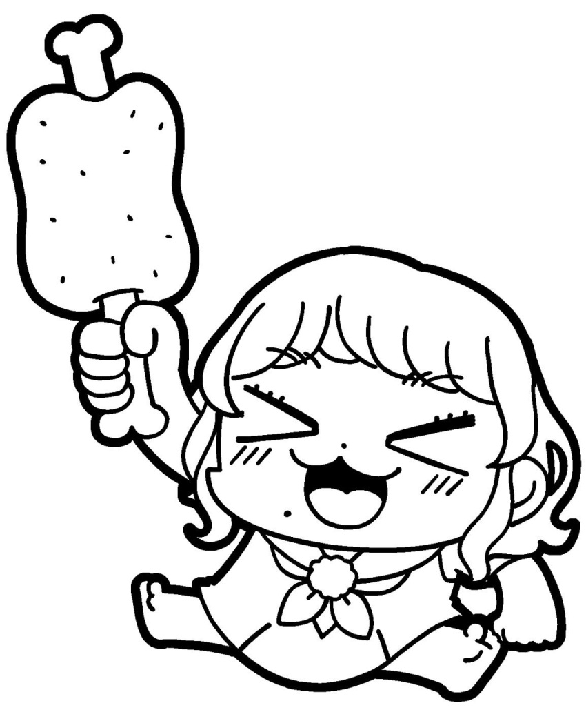 >_<, 1girl, :3, arm_up, barefoot, bkub, blush, clenched_hand