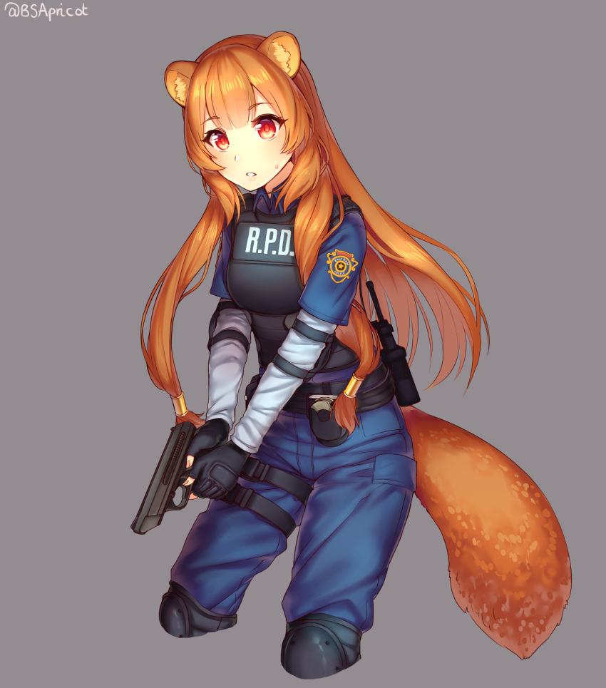 1girl, animal_ears, brown_hair, crossover, danielle_brindle, highres, long_sleeves, pants