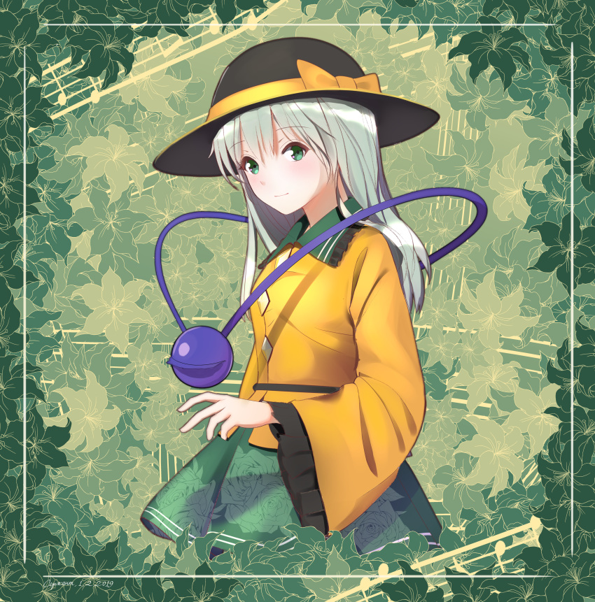 1girl, absurdres, black_hat, blouse, bow, breasts, collared_shirt, cowboy_shot