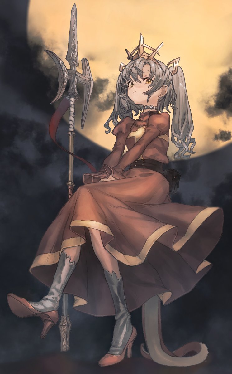 1girl, asu_oki, belt, choker, clouds, cloudy_sky, collar, cross