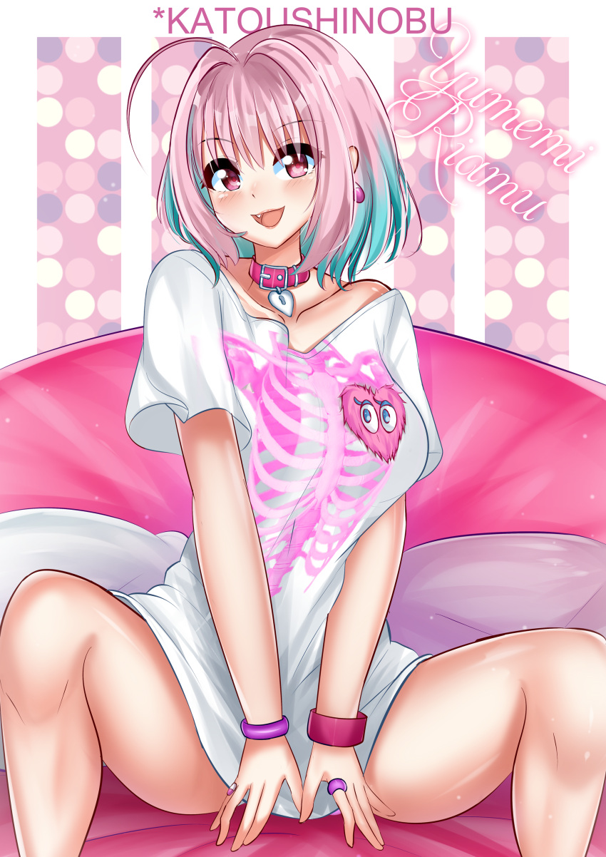 1girl, absurdres, ahoge, bangle, bangs, blue_hair, blush, bracelet