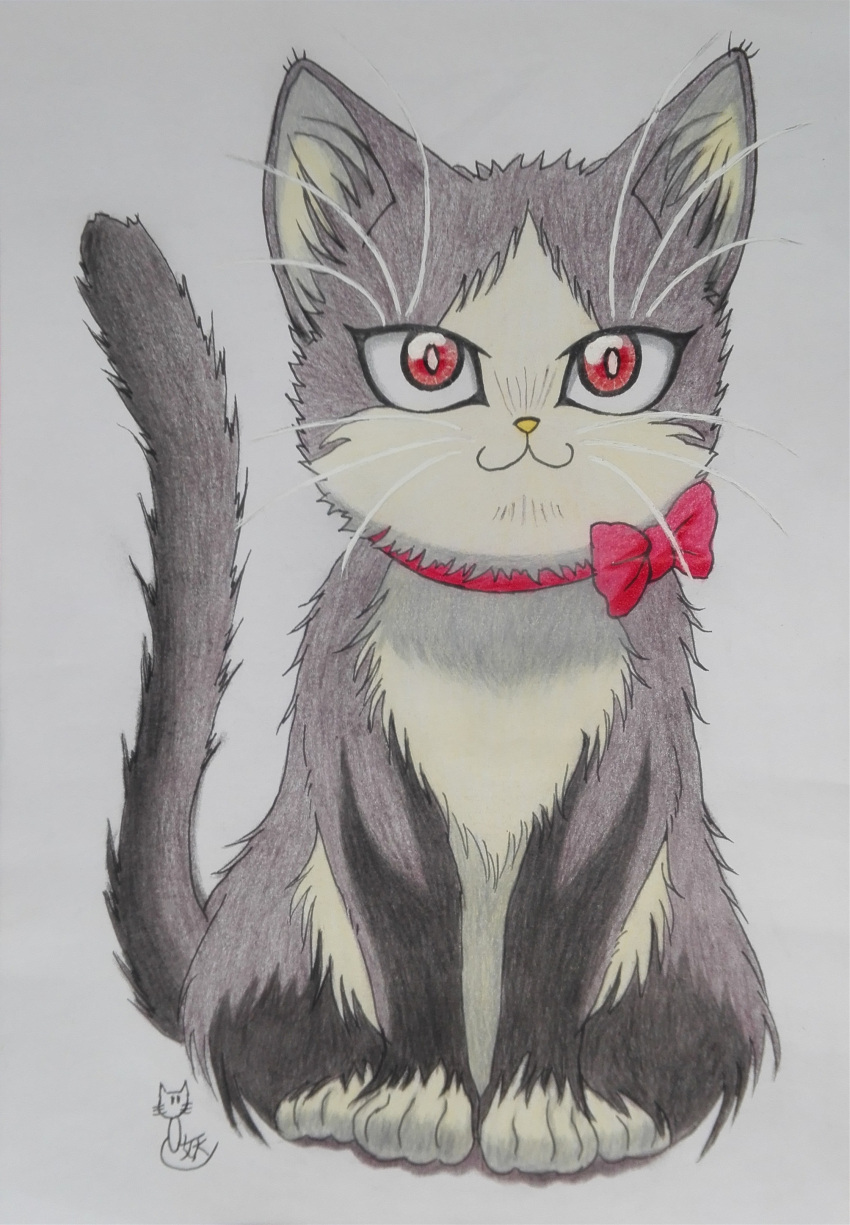 :3, absurdres, bow, cat, cat_focus, doukyonin_wa_hiza_tokidoki_atama_no_ue., haru_(doukyonin_wa_hiza_tokidoki_atama_no_ue.), heart