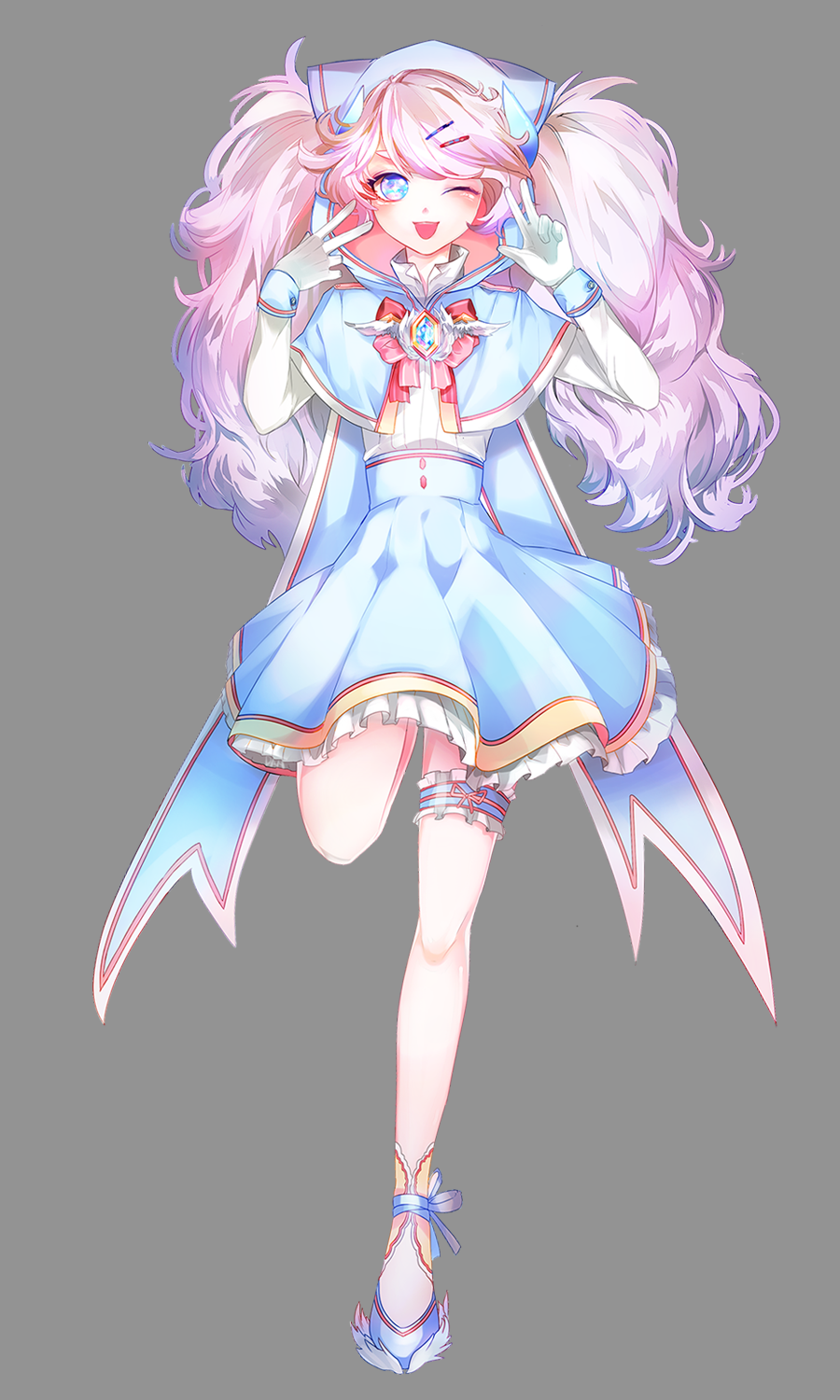 1girl, chiliarch_(elsword), dan_(astsr1), demon_girl, elsword, gloves, hair_ornament, hairclip