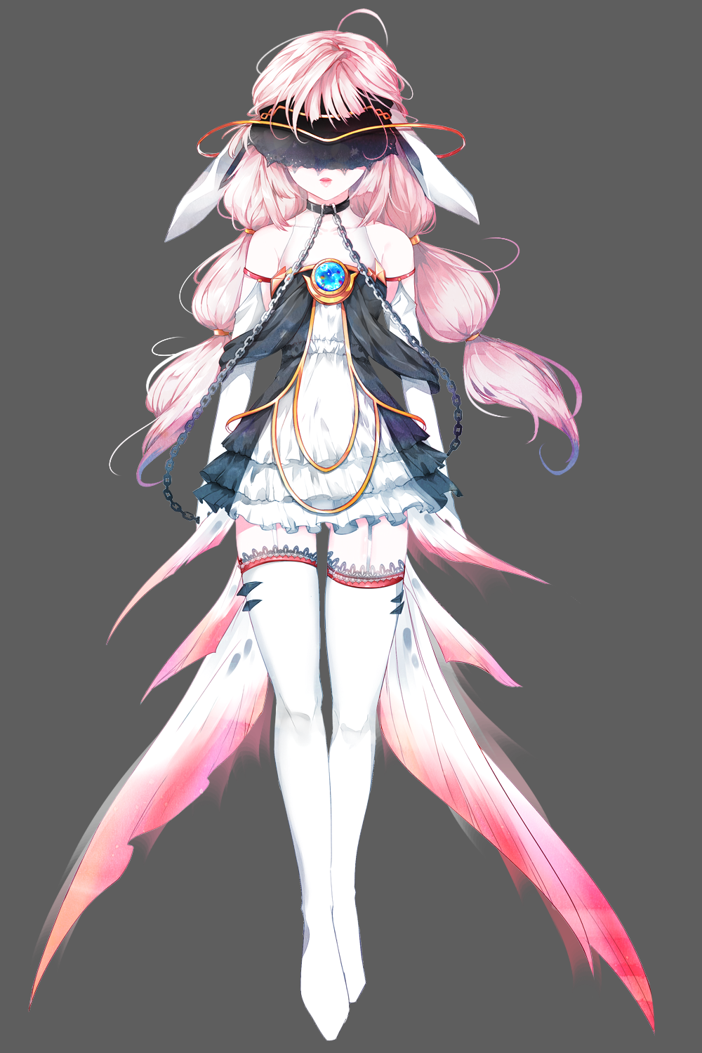 1girl, ahoge, bare_shoulders, chains, collarbone, dan_(astsr1), elsword, eve_(elsword)