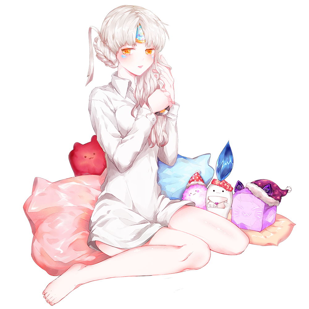 1girl, blush, bottomless, braid, chilling_hedgehog_(elsword), code:_empress_(elsword), cube, dan_(astsr1)