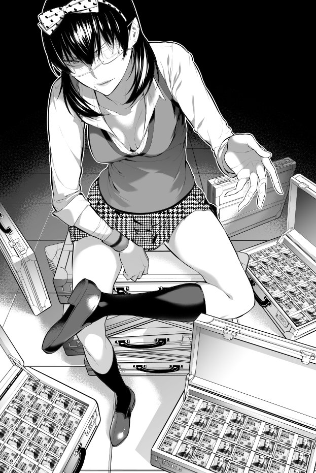 1girl, bandage, bandaged_arm, bandages, bangs, black_hair, bow, breasts