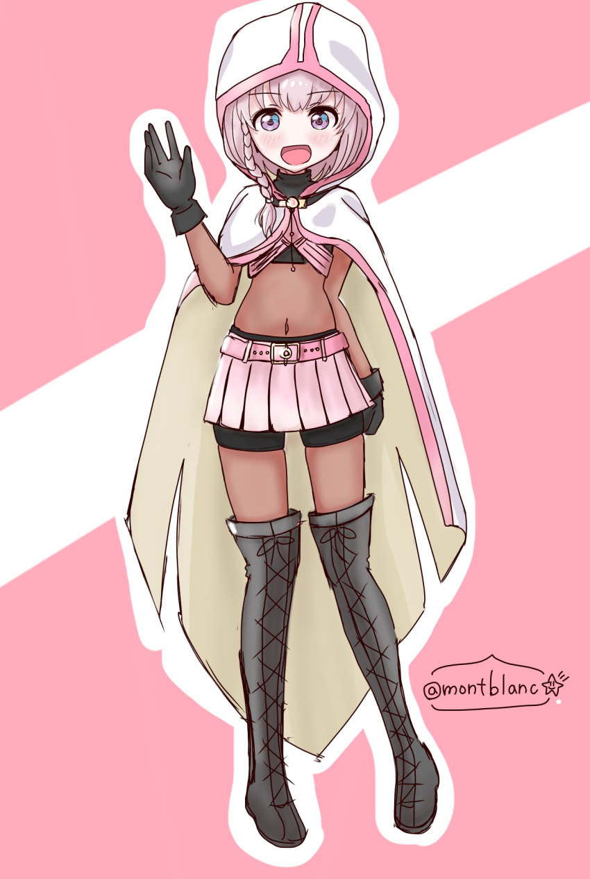 boots, hair_braid, happyfansite, highres, pantyhose, pink_hair, station_memories, tamaki_iroha