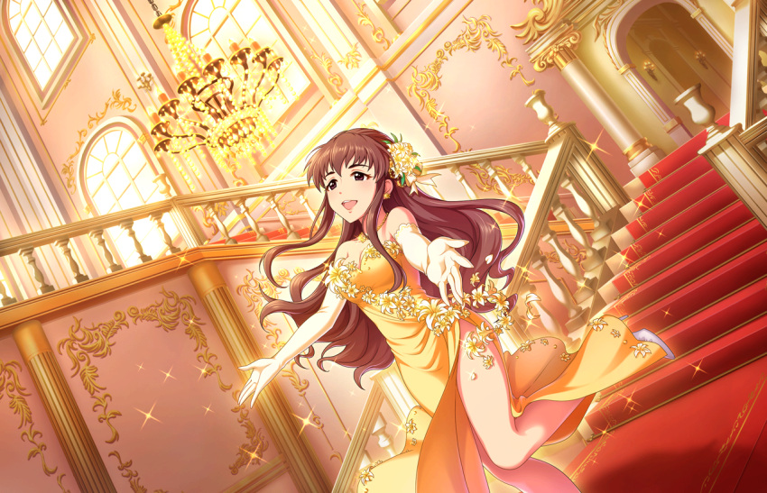 blush, brown_eyes, brown_hair, dress, hattori_toko, idolmaster, idolmaster_cinderella_girls, idolmaster_cinderella_girls_starlight_stage