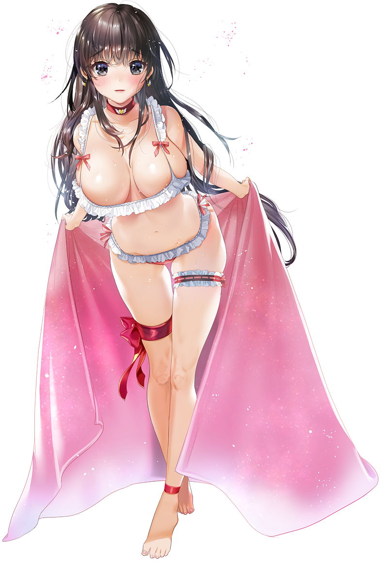 1girl, bangs, bikini, blush, bow, breasts, brown_hair, choker