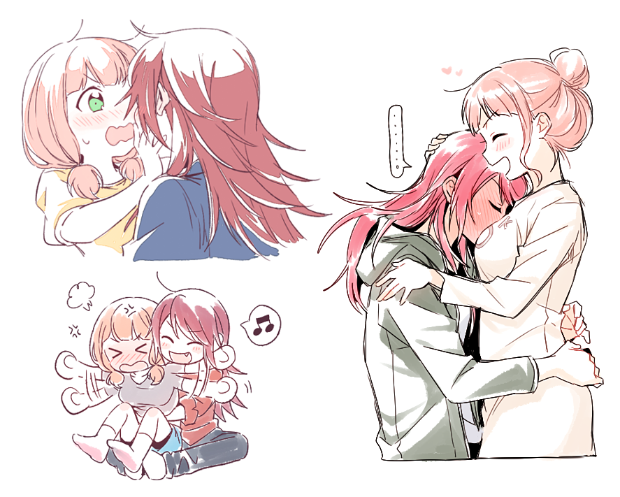 >_<, ..., 2girls, :d, =3, ^_^, ahoge, anger_vein