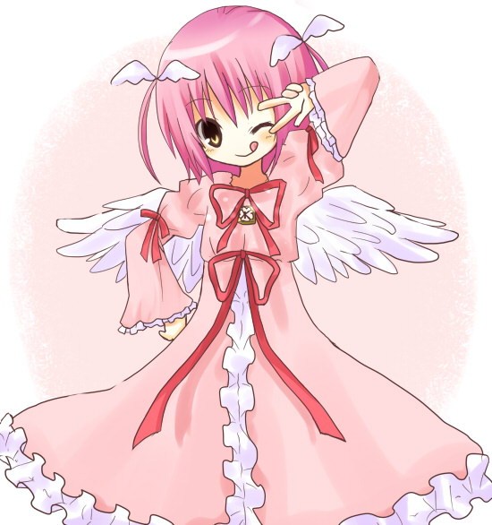 amulet_angel, hinamori_amu, magical_girl, shugo_chara!, solo, wings, wink, yuzuki_(artist)