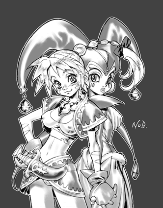 chrono_cross, harle, kid_(chrono_cross), monochrome, yuuki_nobuteru