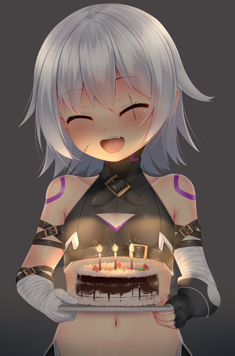 1girl, :d, ^_^, bandage, bandaged_arm, bandages, bangs, bare_shoulders