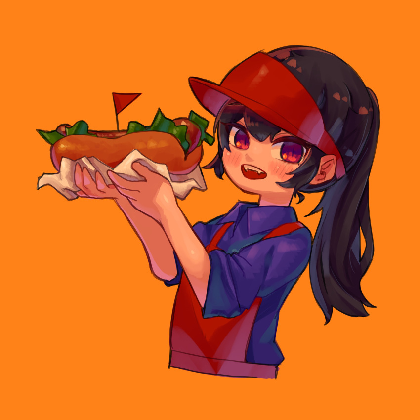 1girl, absurdres, apron, black_hair, blue_shirt, blush, collared_shirt, cropped_torso