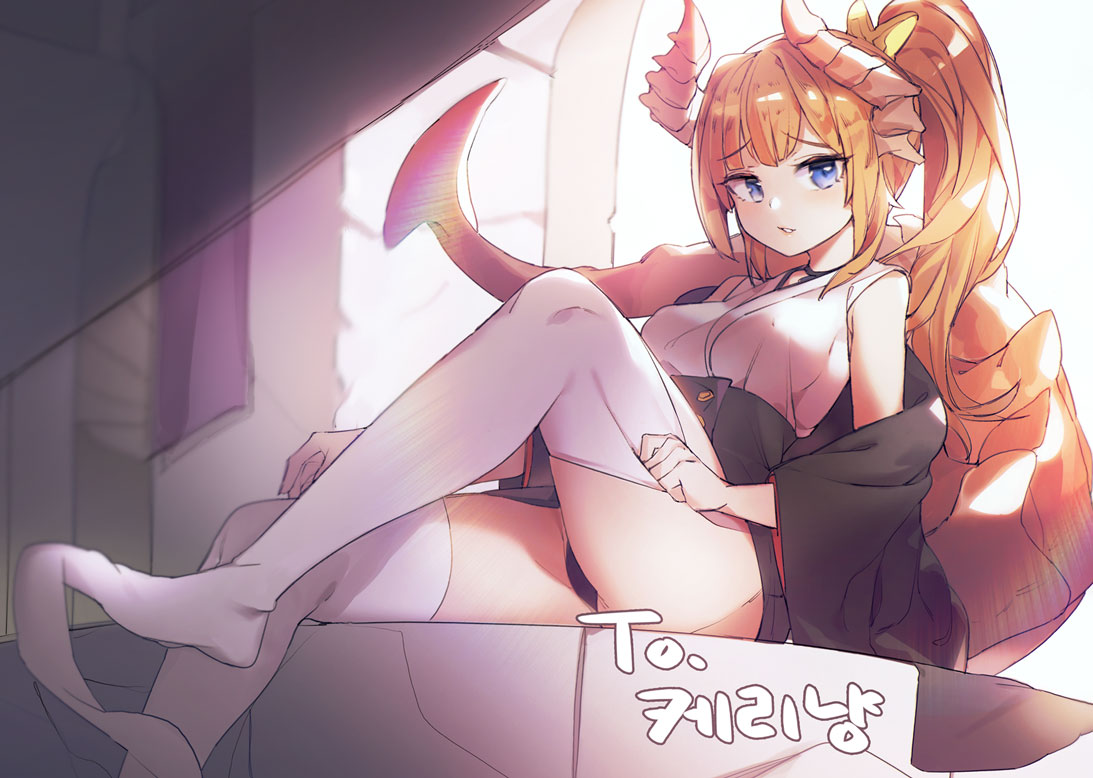 1girl, ass, bare_shoulders, black_jacket, black_panties, black_skirt, blade_&amp;_soul, blonde_hair