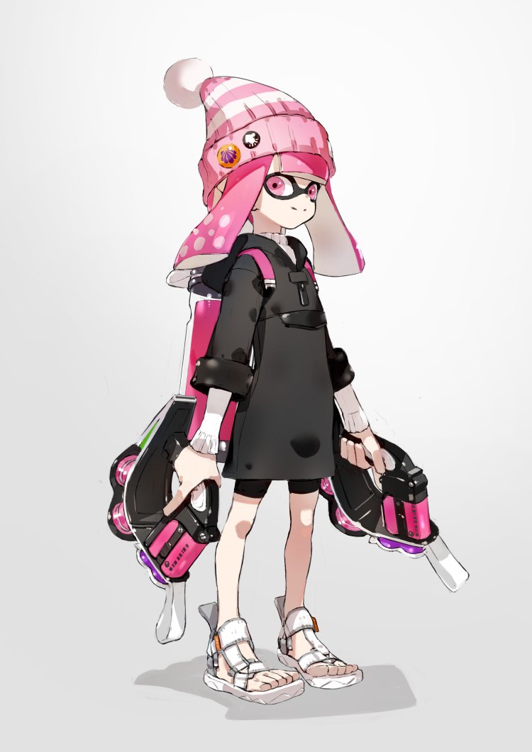 1girl, bad_id, bangs, bike_shorts, black_coat, black_shorts, blunt_bangs, bobblehat