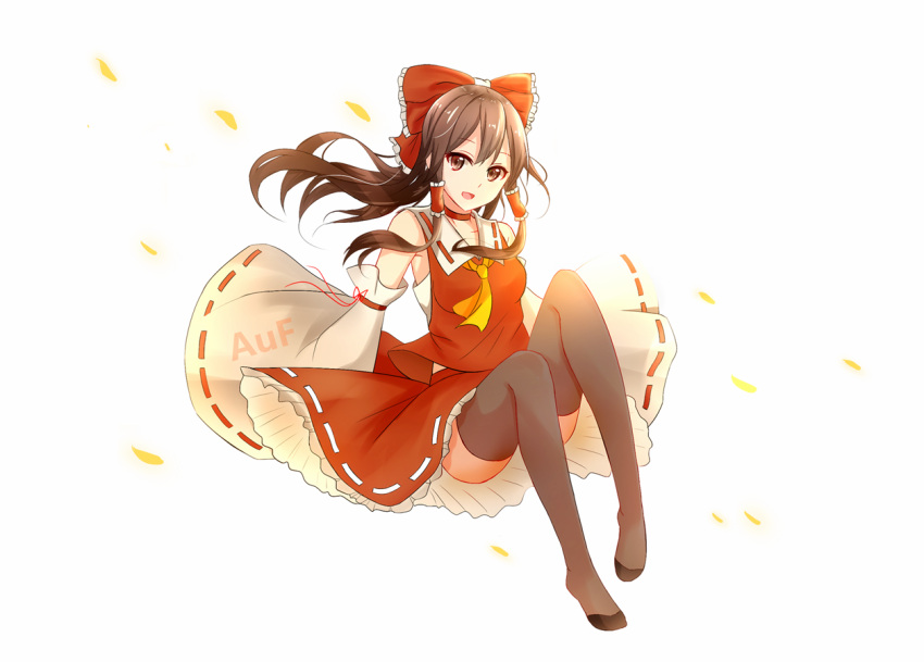 1girl, artist_name, ascot, bare_shoulders, bow, brown_eyes, brown_hair, collared_shirt