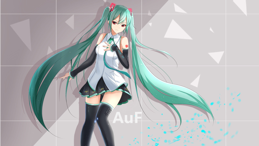 1girl, against_wall, aqua_hair, artist_name, bare_shoulders, chinese_commentary, commentary_request, detached_sleeves