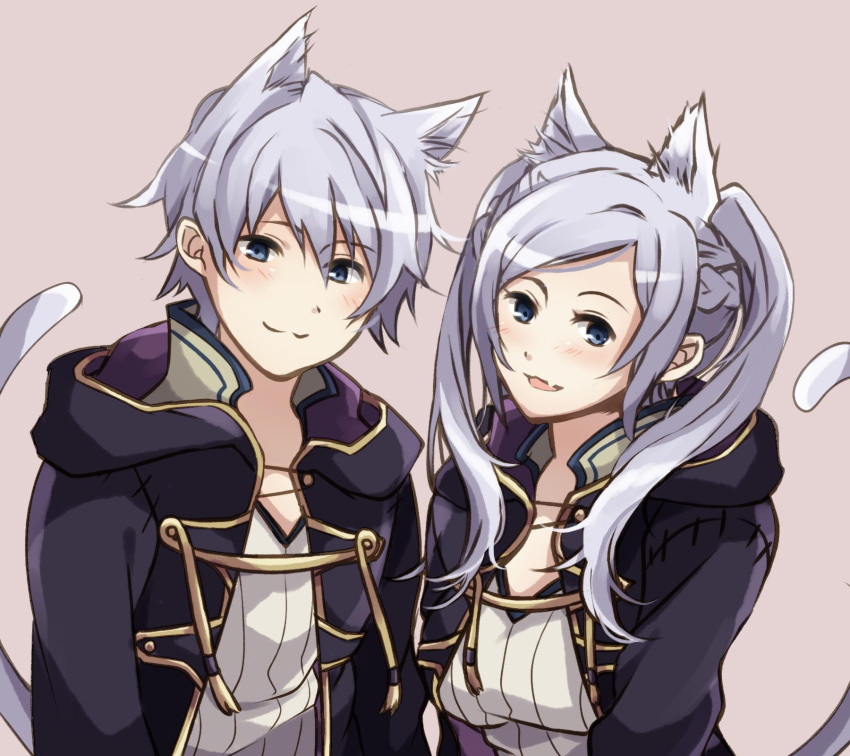 1boy, 1girl, animal_ears, cat_ears, cat_tail, female_my_unit_(fire_emblem:_kakusei), fire_emblem, fire_emblem:_kakusei