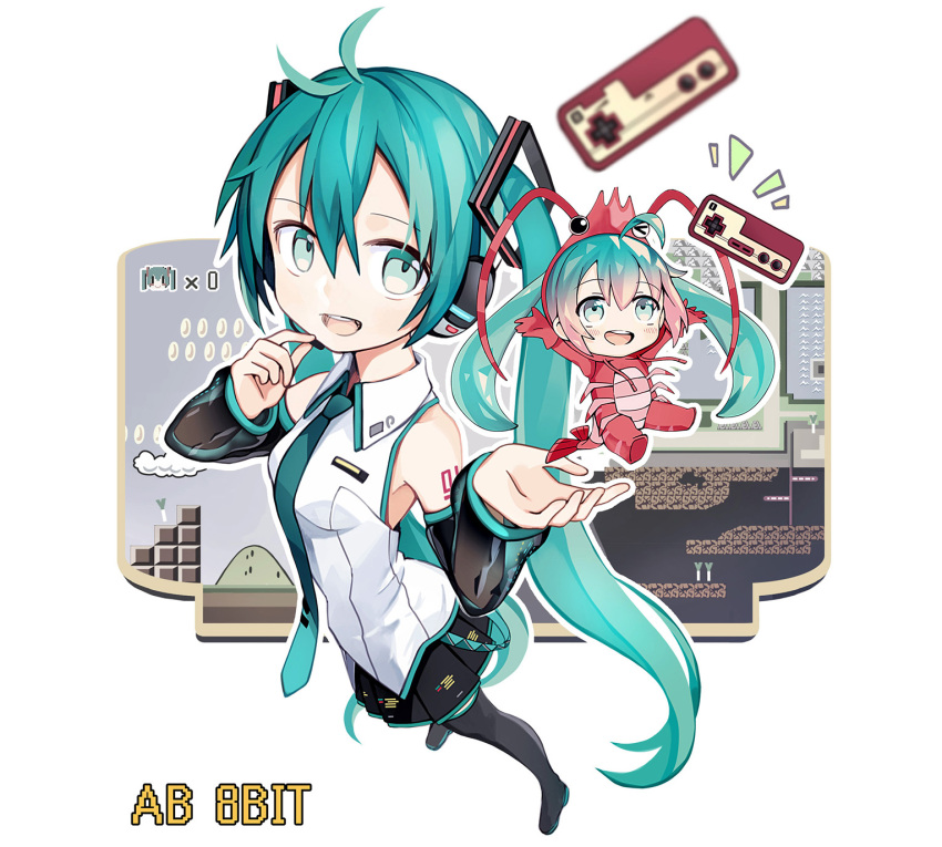2girls, aqua_eyes, aqua_hair, bare_shoulders, blush, clouds, coin, commentary
