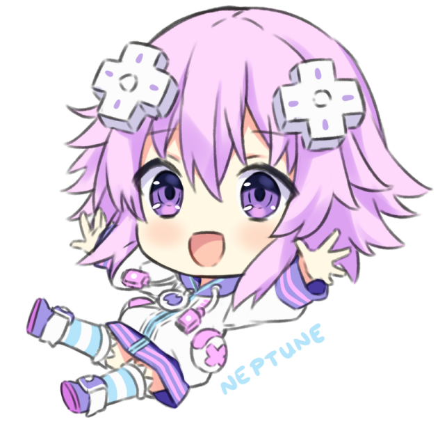 1girl, :d, bangs, blush, boots, character_name, chibi, choujigen_game_neptune