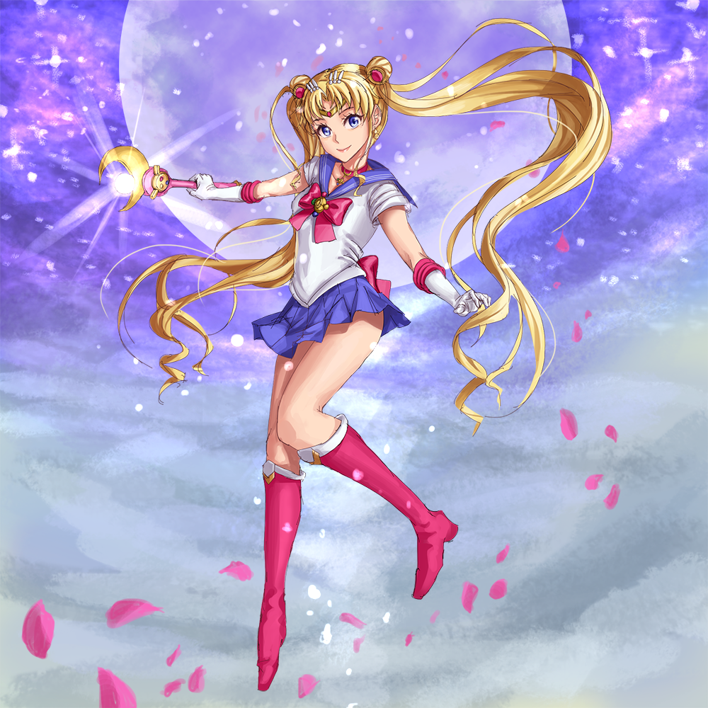 1girl, athenawyrm, back_bow, bishoujo_senshi_sailor_moon, blonde_hair, blue_eyes, blue_sailor_collar, blue_skirt