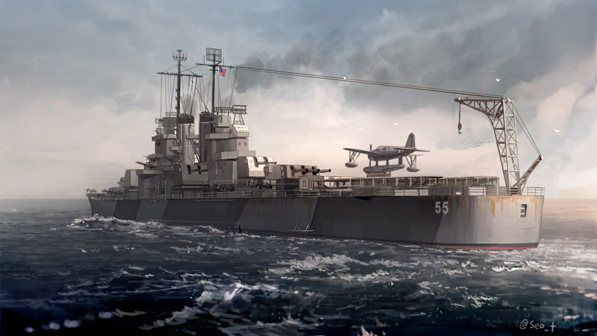 aircraft, clouds, cloudy_sky, crane, cruiser, day, highres, horizon