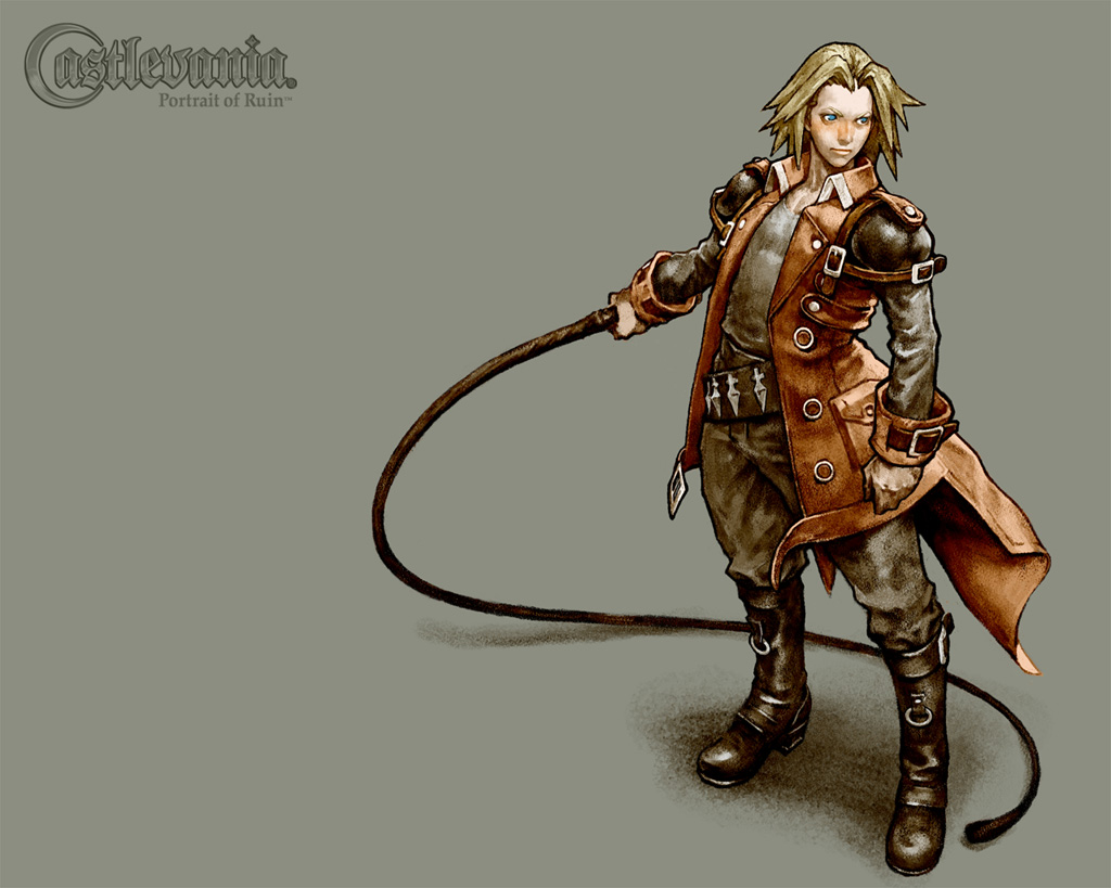 akumajo_dracula, belt, blonde_hair, blue_eyes, boots, castlevania, castlevania:_portrait_of_ruin, gloves