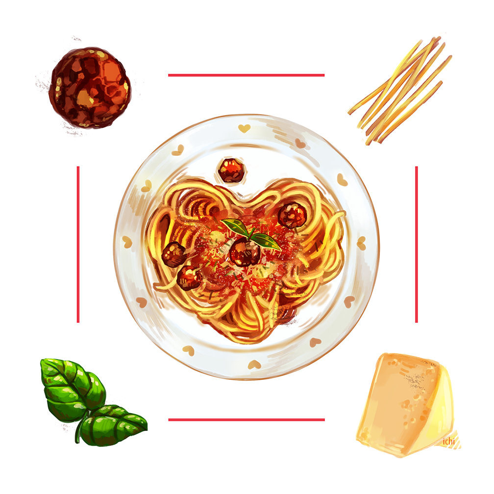 cheese, food, heart, heart-shaped_food, ichiknees, leaf, meatball, no_humans