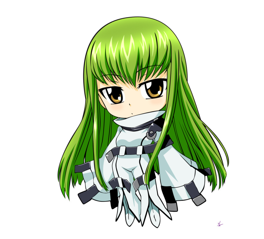 cc, chibi, code_geass, female, green_hair, highres, ivan_barrientos, long_hair, vector_trace, yellow_eyes