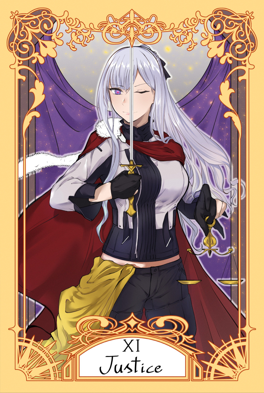 1girl, absurdres, ak-12_(girls_frontline), cape, english_text, fingerless_gloves, girls_frontline, gloves