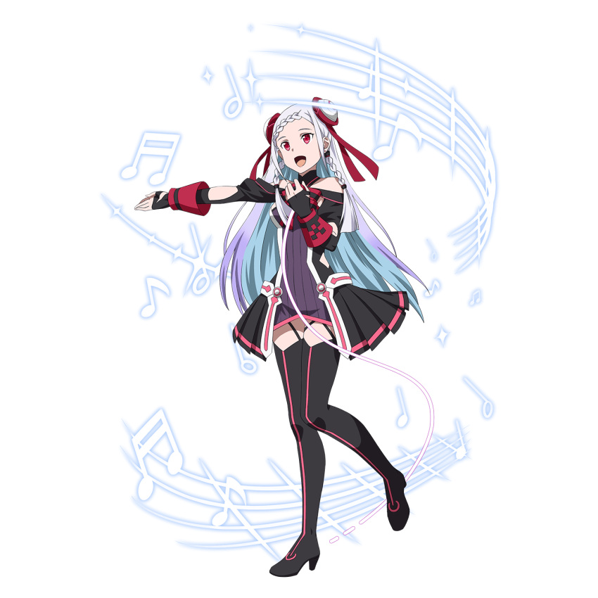 1girl, :d, black_footwear, boots, braid, dress, floating_hair, full_body