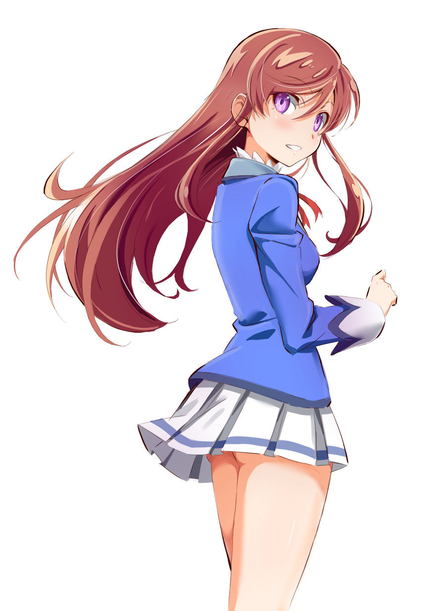 1girl, absurdres, aikatsu!, aikatsu!_(series), blue_jacket, brown_hair, cowboy, floating_hair
