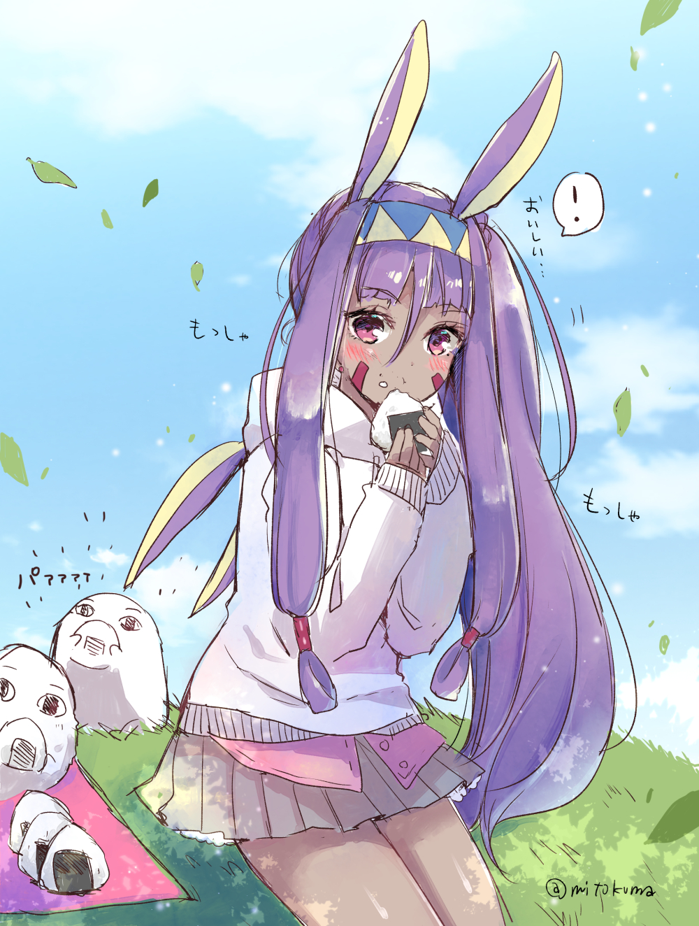 !, 1girl, alternate_costume, animal_ears, animal_hood, bangs, blue_sky, blush