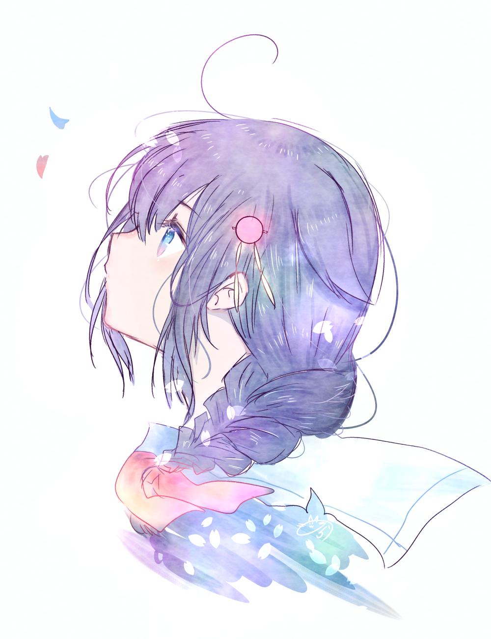 1girl, ahoge, blue_eyes, braid, hair_flaps, hair_ornament, highres, kantai_collection