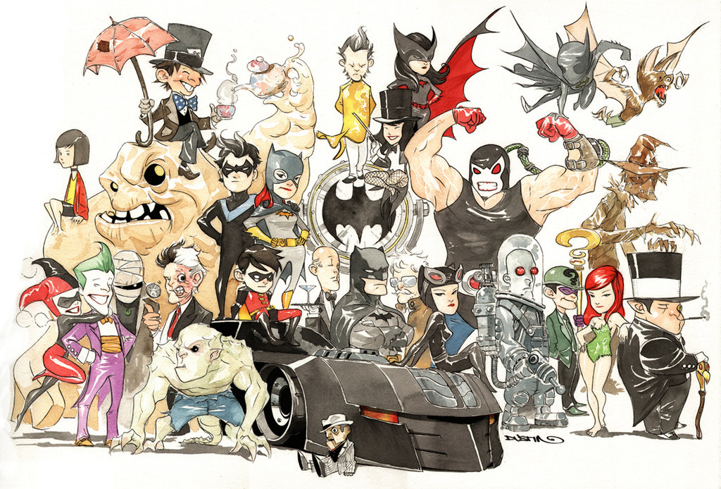 alfred_pennyworth, bane, barbara_gordon, batgirl, batman, cassandra_cain, catwoman, chibi, clayface, dc_comics, dick_grayson, everyone, harley_quinn, harvey_dent, hush, jim_gordon, killer_crock, mad_hatter, manbat, mr._freeze, name_characters, nightwing, poison_ivy, ras_al_ghoul, robin, scar_face, scarecrow, the_joker, the_penguine, the_riddler, tim_drake, two_face
