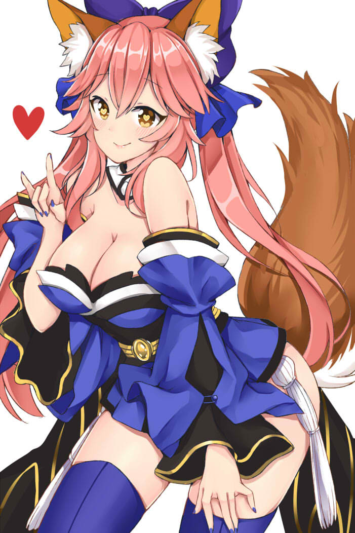 1girl, animal_ear_fluff, animal_ears, bare_shoulders, blue_kimono, blue_legwear, blue_ribbon, blush