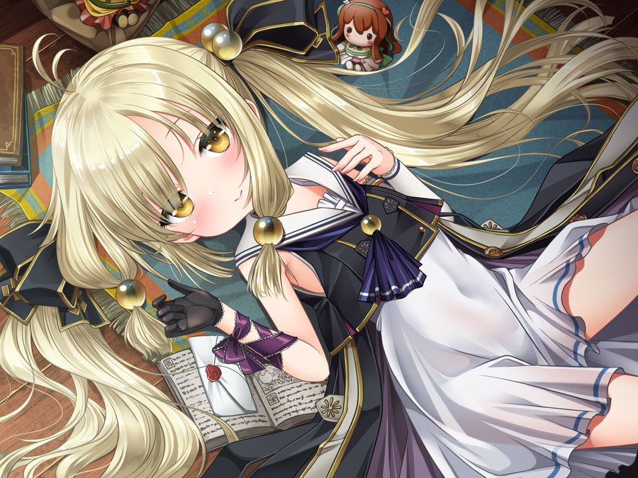 1girl, arm_warmers, armpits, beads, blush, book, carpet, character_doll