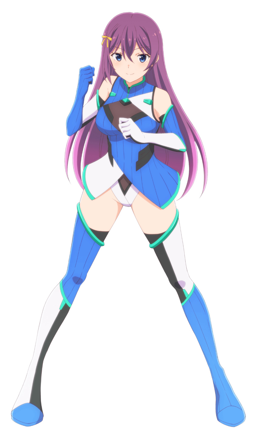 1girl, blue_eyes, boots, circlet_princess, highres, long_hair, official_art, purple_hair