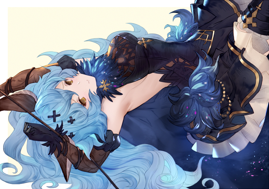 1girl, animal_ears, armpits, backless_dress, backless_outfit, bare_shoulders, blue_hair, breasts
