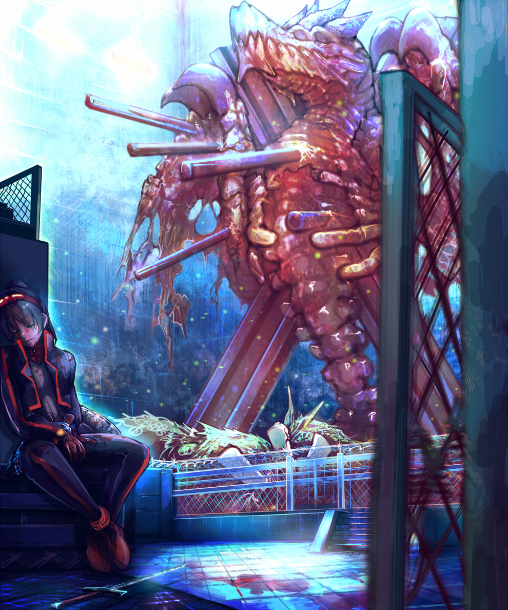 breath_of_fire, breath_of_fire_v, coat, commentary_request, corpse, dragon, gloves, masayoshi