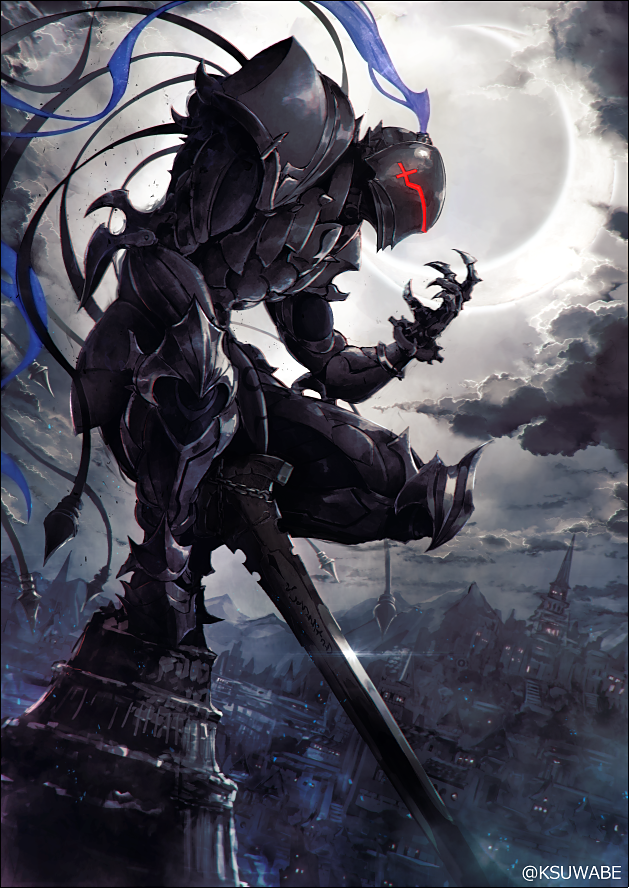 1boy, armor, berserker_(fate/zero), black_armor, clouds, fate/zero, fate_(series), full_armor