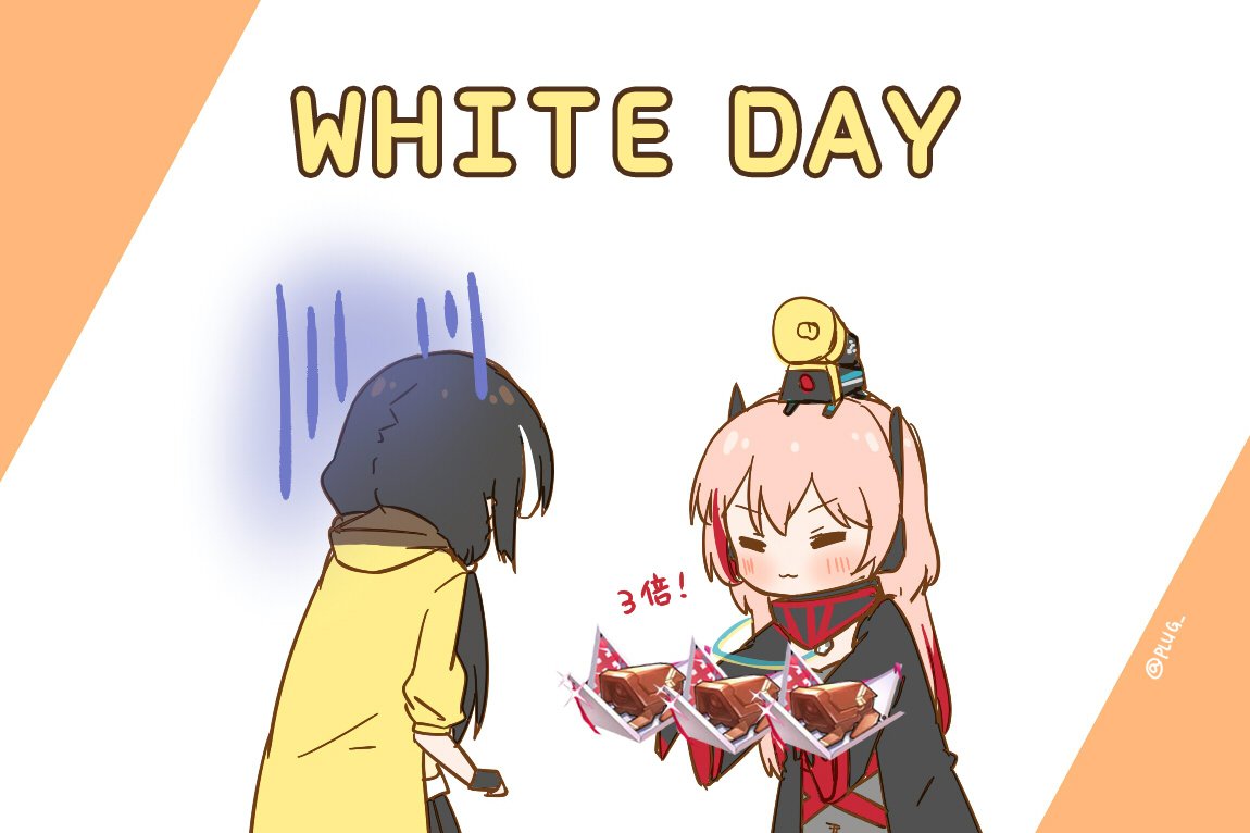 2girls, black_hair, chinese_commentary, chocolate, chocolate_statue, closed_eyes, commentary_request, dinergate_(girls_frontline)