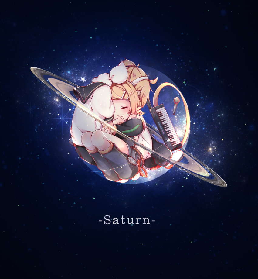 1boy, 1girl, arm_around_shoulder, belt, blonde_hair, blush, bow, closed_eyes