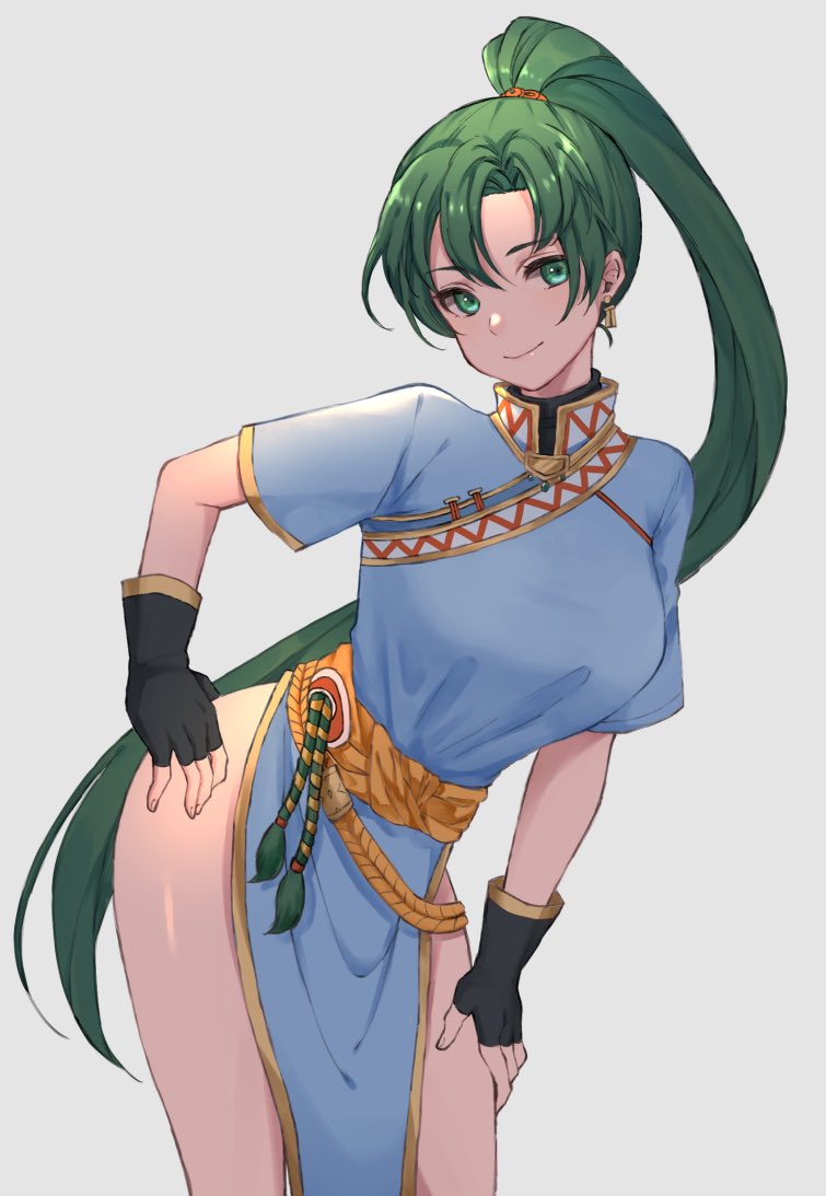 1girl, earrings, fingerless_gloves, fire_emblem, fire_emblem:_rekka_no_ken, gloves, green_eyes, green_hair