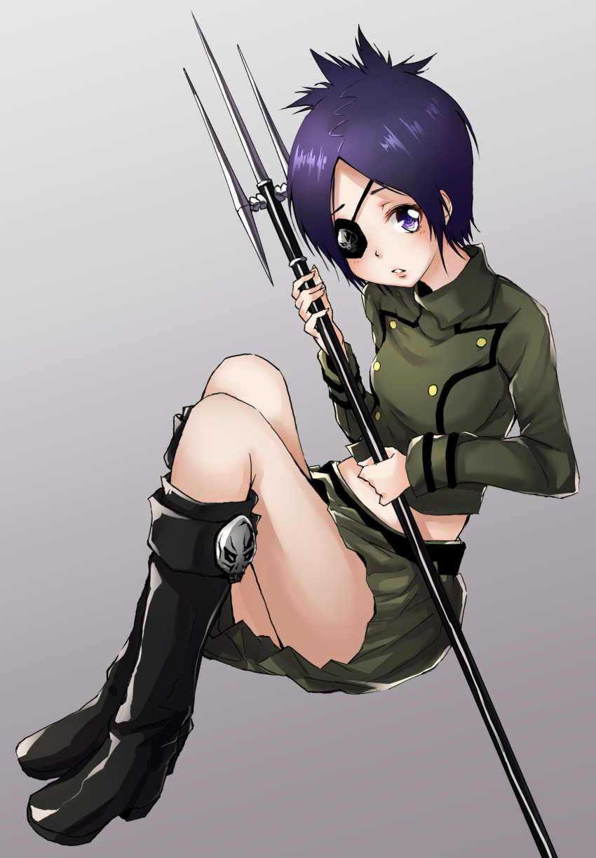 1girl, absurdres, boots, breasts, chrome_dokuro, commentary_request, eyepatch, flugel_(kaleido_scope-710)