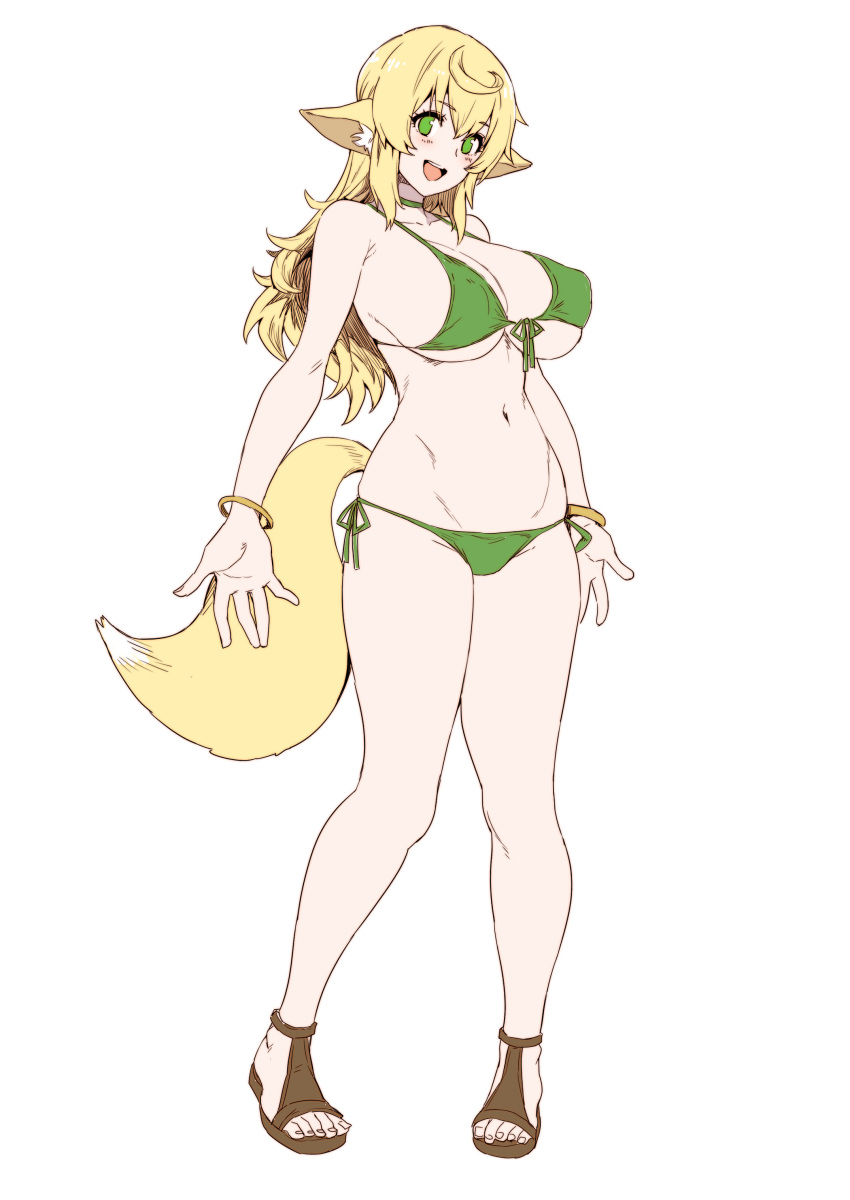 1girl, absurdres, ahoge, angelo_(gomahangetsu), animal_ear_fluff, animal_ears, bangs, bikini