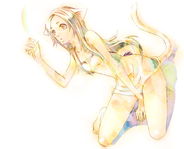 barefoot, kneeling, long_hair, murasaki_takayuki, neko_no_hito, original, shidatsu_takayuki, tail