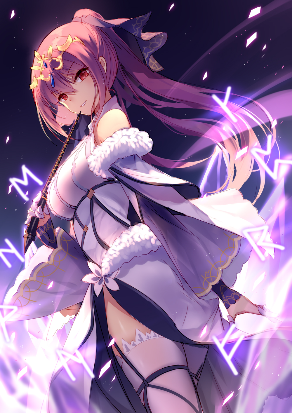 1girl, aura, bangs, bare_shoulders, bison_cangshu, blush, breasts, cleavage