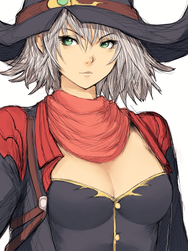 cleavage, cowboy_hat, endless_frontier, genderswap, green_eyes, harken_browning, hat, humio